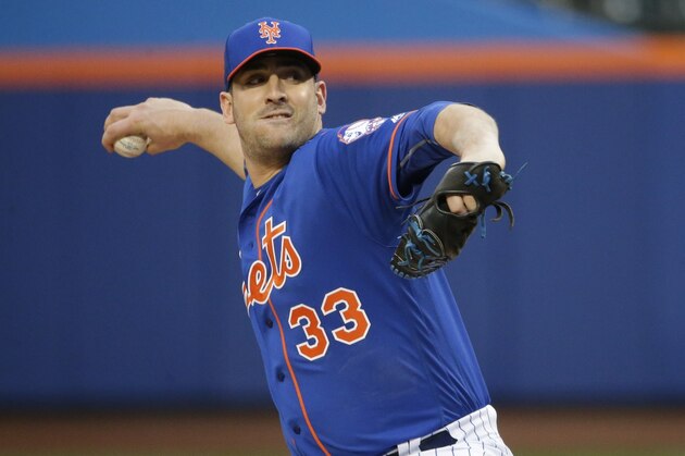 New York Mets' Matt Harvey (33) delivers a pitch during the first inning of a baseball game against the Washington Nationals, Thursday, May 19, 2016, in New York. (AP Photo/Frank Franklin II)