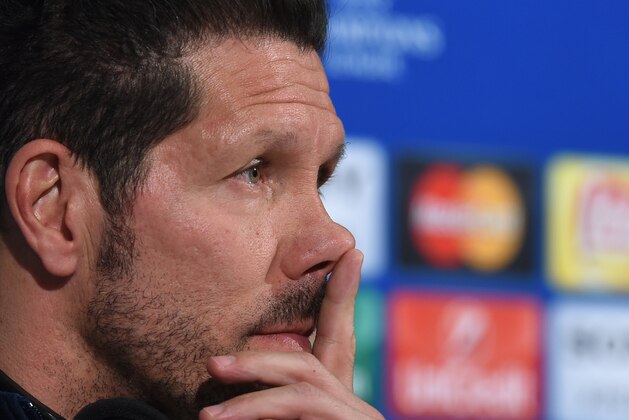 Atletico Madrid's Argentinian headcoach Diego Simeone addresses a press conference on the eve of the Champions League semi-final, second-leg football match between Bayern Munich and Atletico Madrid in Munich, southern Germany, on May 2, 2016. / AFP / CHRISTOF STACHE        (Photo credit should read CHRISTOF STACHE/AFP/Getty Images)