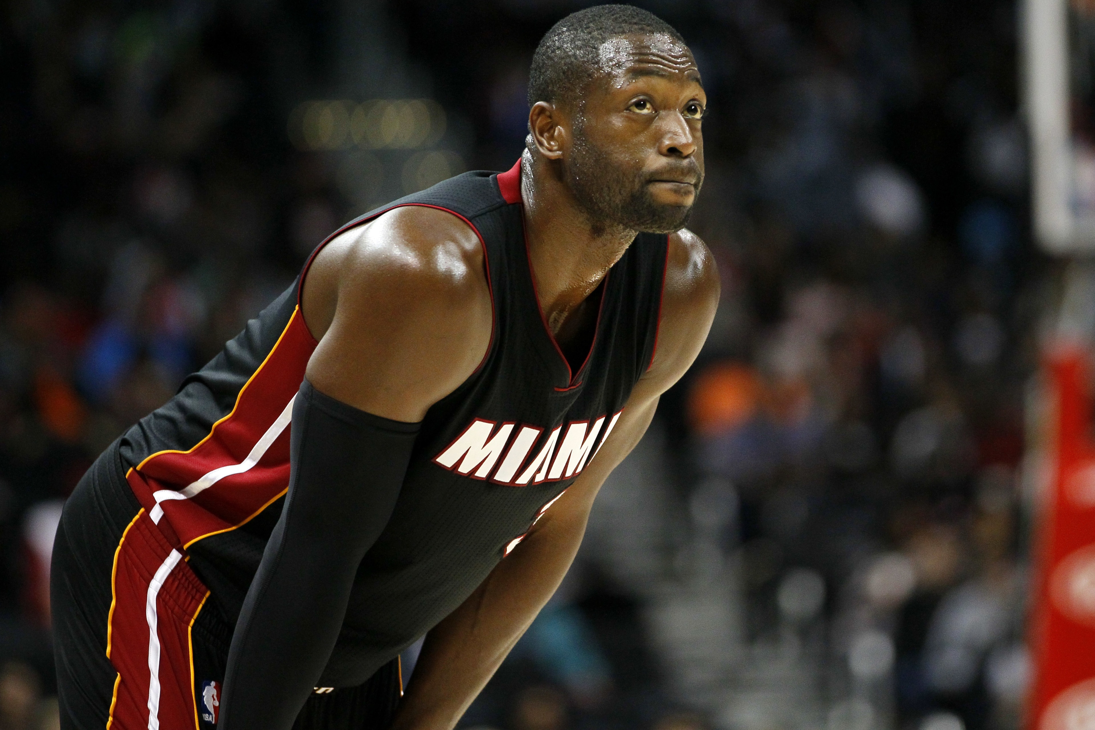 FILE - In this Oct. 18, 2015, file photo, Miami Heat guard Dwyane Wade (3) looks up during the first half of a preseason NBA basketball game against the Atlanta Hawks in Atlanta. Wade took to Twitter on Monday, May 2, 2016, after hearing Prince’s comment in a 2012 Australian radio interview that he was the late pop icon's favorite player. (AP Photo/Todd Kirkland, File) FILE - In this Oct. 18, 2015, file photo, Miami Heat guard Dwyane Wade (3) looks up during the first half of a preseason NBA basketball game against the Atlanta Hawks in Atlanta. Wade took to Twitter on Monday, May 2, 2016, after hearing Prince’s comment in a 2012 Australian radio interview that he was the late pop icon's favorite player. (AP Photo/Todd Kirkland, File)