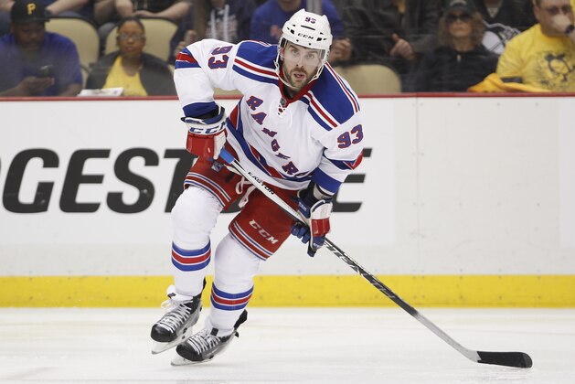 PITTSBURGH, PA - APRIL 16:  Keith Yandle #93 of the New York Rangers skates in Game Two of the Eastern Conference First Round during the 2016 NHL Stanley Cup Playoffs against the Pittsburgh Penguins at Consol Energy Center on April 16, 2016 in Pittsburgh, Pennsylvania.  (Photo by Justin K. Aller/Getty Images)