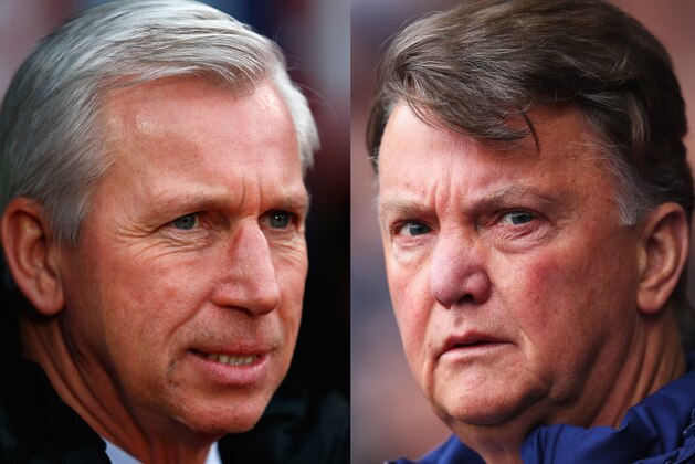 FILE PHOTO - Image Numbers 509962936 (L) and 520239628) In this composite image a comparison has been made between Alan Pardew, Manager of Crystal Palace (L) and Louis van Gaal, Manager of Manchester United.  Manchester United and Crystal Palace meet in the FA Cup Final on May 21, 2016 at Wembley Stadium,London,England. ***LEFT IMAGE*** LONDON, ENGLAND - FEBRUARY 13: Alan Pardew Manager of Crystal Palace looks on prior to the Barclays Premier League match between Crystal Palace and Watford at Selhurst Park on February 13, 2016 in London, England. (Photo by Julian Finney/Getty Images) ***RIGHT IMAGE*** LONDON, ENGLAND - APRIL 10: Louis van Gaal manager of Manchester United looks on prior to the Barclays Premier League match between Tottenham Hotspur and Manchester United at White Hart Lane on April 10, 2016 in London, England. (Photo by Julian Finney/Getty Images)