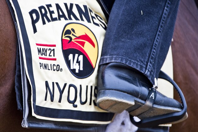 BALTIMORE, MD - MAY 11: The Preakness saddle cloth for Kentucky Derby winner Nyquist at Pimlico Race Course on May 11, 2016 in Baltimore, Maryland. (Photo by Scott Serio/Eclipse Sportswire/Getty Images)