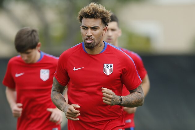 MIAMI SHORES, FL - MAY 18: Danny Williams of the U.S. Men's National team runs during a training session on May 18, 2016 at Buccaneer Field on the campus of Barry University in Miami Shores, Florida. (Photo by Joel Auerbach/Getty Images)