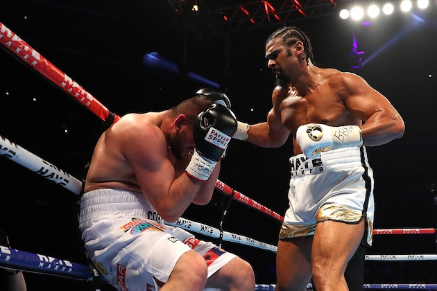 LONDON, ENGLAND - MAY 21:  David Haye of England in action against Arnold Gjergjaj of Switzerland during their Heavyweight fight at The O2 Arena on May 21, 2016 in London, England.  (Photo by Richard Heathcote/Getty Images)