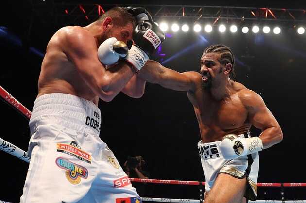 LONDON, ENGLAND - MAY 21:  David Haye of England in action against Arnold Gjergjaj of Switzerland during their Heavyweight fight at The O2 Arena on May 21, 2016 in London, England.  (Photo by Richard Heathcote/Getty Images)