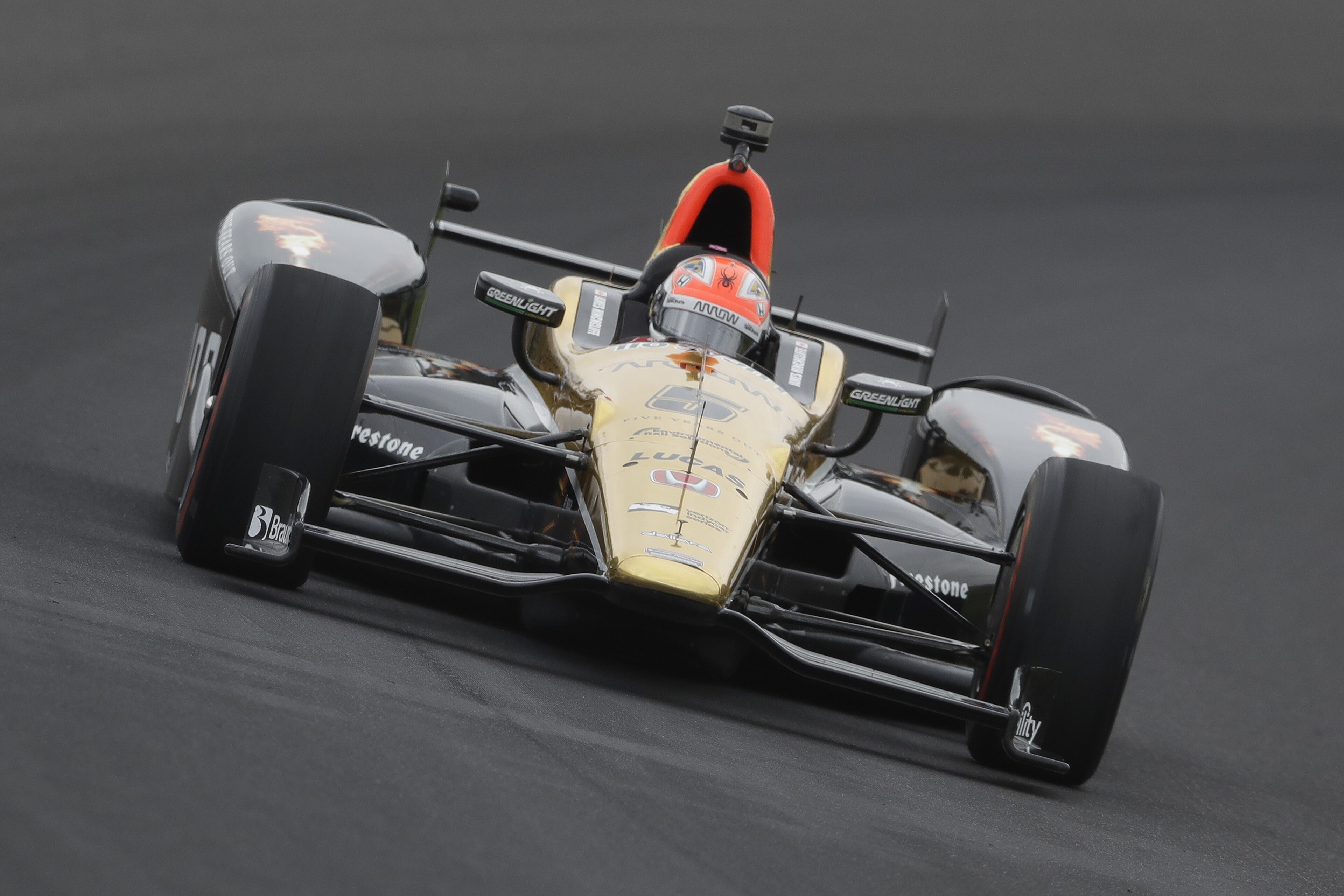 James Hinchcliffe, of Canada, drives his car during a practice session for the Indianapolis 500 auto race at Indianapolis Motor Speedway in Indianapolis, Friday, May 20, 2016. (AP Photo/Darron Cummings) James Hinchcliffe, of Canada, drives his car during a practice session for the Indianapolis 500 auto race at Indianapolis Motor Speedway in Indianapolis, Friday, May 20, 2016. (AP Photo/Darron Cummings)