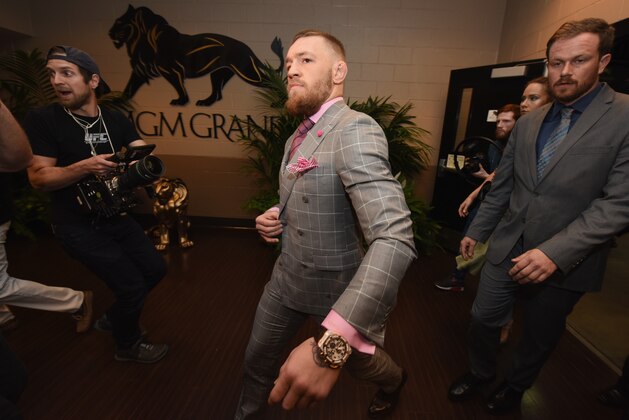 LAS VEGAS, NV - MARCH 05:  Conor McGregor of Ireland arrives during the UFC 196 event inside MGM Grand Garden Arena on March 5, 2016 in Las Vegas, Nevada.  (Photo by Jeff Bottari/Zuffa LLC/Zuffa LLC via Getty Images)