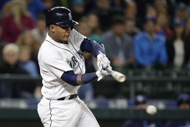 Seattle Mariners' Ketel Marte in action against the Tampa Bay Rays in a baseball game Monday, May 9, 2016, in Seattle. (AP Photo/Elaine Thompson)
