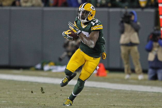 Green Bay Packers wide receiver Davante Adams in action against the New England Patriots during an NFL football game Sunday Nov. 30, 2014, in Green Bay, Wis. (AP Photo/Matt Ludtke)