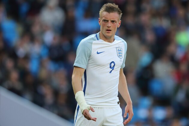 MANCHESTER, ENGLAND - MAY 22: Jamie Vardy of England during the International Friendly match between England and Turkey at Etihad Stadium on May 22, 2016 in Manchester, England. (Photo by Matthew Ashton - AMA/Getty Images)