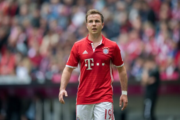 MUNICH, GERMANY - MAY 14:  Mario Goetze of Muenchen looks on during the Bundesliga match between FC Bayern Muenchen and Hannover 96 at Allianz Arena on May 14, 2016 in Munich, Germany.  (Photo by Boris Streubel/Getty Images)