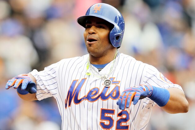 NEW YORK, NY - MAY 21: Yoenis Cespedes #52 of the New York Mets celebrates his two run home run in the sixth inning against the Milwaukee Brewers at Citi Field on May 21, 2016 in the Flushing neighborhood of the Queens borough of New York City. (Photo by Elsa/Getty Images) NEW YORK, NY - MAY 21: Yoenis Cespedes #52 of the New York Mets celebrates his two run home run in the sixth inning against the Milwaukee Brewers at Citi Field on May 21, 2016 in the Flushing neighborhood of the Queens borough of New York City. (Photo by Elsa/Getty Images)