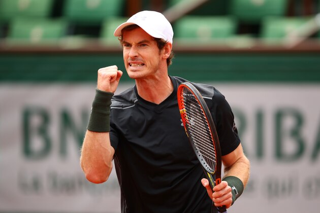 PARIS, FRANCE - MAY 24:  Andy Murray of Great Britain reacts during the Men's Singles first round match against Radek Stepanek of the Czech Republic on day three of the 2016 French Open at Roland Garros on May 24, 2016 in Paris, France.  (Photo by Clive Brunskill/Getty Images)