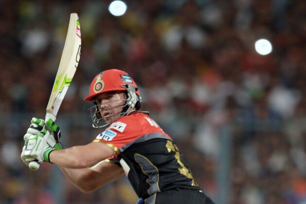 Royal Challengers Bangalore AB de Villiers  plays a shot during the 2016 Indian Premier League (IPL) Twenty20 cricket match between Kolkata Knight Riders and Royal Challengers Bangalore at the Eden Gardens Cricket Stadium in Kolkata on May 16, 2016.  ----IMAGE RESTRICTED TO EDITORIAL USE - STRICTLY NO COMMERCIAL USE----- / GETTYOUT' / AFP / Dibyangshu SARKAR        (Photo credit should read DIBYANGSHU SARKAR/AFP/Getty Images)