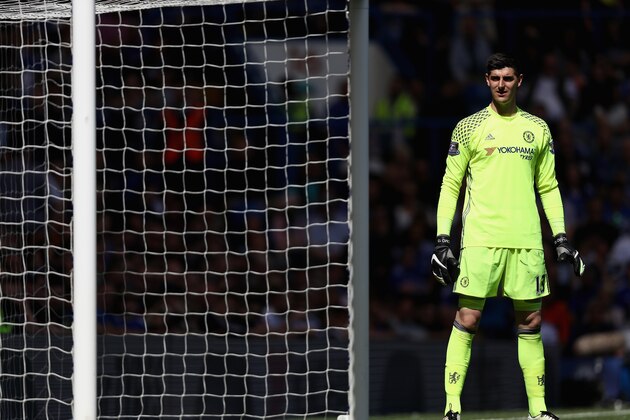 LONDON, ENGLAND - MAY 15:  Thibaut Courtois of Chelsea looks on during the Barclays Premier League match between Chelsea and Leicester City at Stamford Bridge on May 15, 2016 in London, England.  (Photo by Paul Gilham/Getty Images)