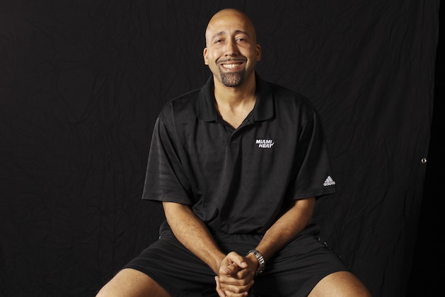Miami Heat coach David Fizdale poses for photos during the team's media day, Monday, Dec. 12, 2011 in Miami.  (AP Photo/J Pat Carter)