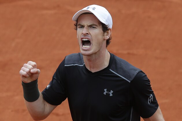 Britain's Andy Murray clenches his fist after scoring a point in his first round match of the French Open tennis tournament against Radek Stepanek of the Czech Republic at the Roland Garros stadium in Paris, France, Tuesday, May 24, 2016. (AP Photo/Michel Euler) Britain's Andy Murray clenches his fist after scoring a point in his first round match of the French Open tennis tournament against Radek Stepanek of the Czech Republic at the Roland Garros stadium in Paris, France, Tuesday, May 24, 2016. (AP Photo/Michel Euler)