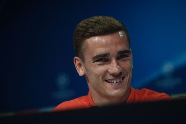 Atletico Madrid's French forward Antoine Griezmann listens during a press conference after a training session at the club's Open Media Day at Wanda Complex training grounds in Majadahonda on May 21, 2016. / AFP / PIERRE-PHILIPPE MARCOU        (Photo credit should read PIERRE-PHILIPPE MARCOU/AFP/Getty Images)
