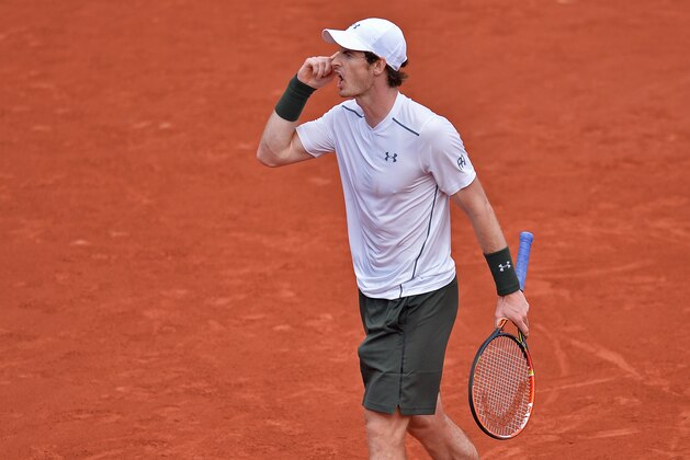 PARIS, FRANCE - MAY 25:  Andy Murray of Great Britain reacts during his men's single second round match against Mathias Bourgue of France on day four of the 2016 French Open at Roland Garros on May 25, 2016 in Paris, France.  (Photo by Aurelien Meunier/Getty Images)