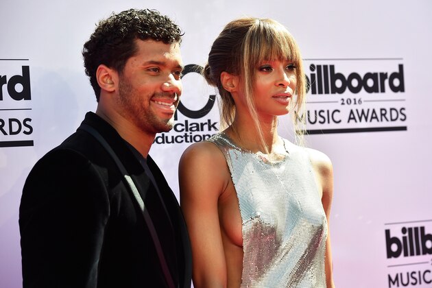 LAS VEGAS, NV - MAY 22:  NFL player Russell Wilson (L) and singer Ciara attend the 2016 Billboard Music Awards at T-Mobile Arena on May 22, 2016 in Las Vegas, Nevada.  (Photo by David Becker/Getty Images)