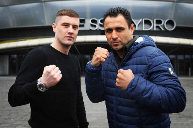 GLASGOW, SCOTLAND - MARCH 21:  Ricky Burns poses with Michele Di Rocco during the Ricky Burns and Michele Di Rocco Press Conference  at The SSEC on March 21, 2016 in Glasgow, Scotland. (Photo by Ian MacNicol/Getty images)