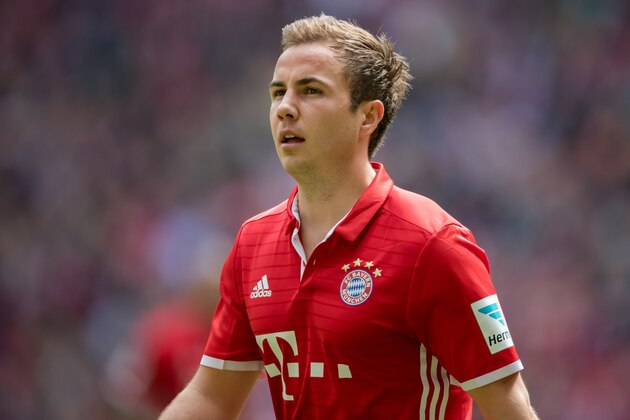 MUNICH, GERMANY - MAY 14:  Mario Goetze of Muenchen looks on during the Bundesliga match between FC Bayern Muenchen and Hannover 96 at Allianz Arena on May 14, 2016 in Munich, Germany.  (Photo by Boris Streubel/Getty Images)