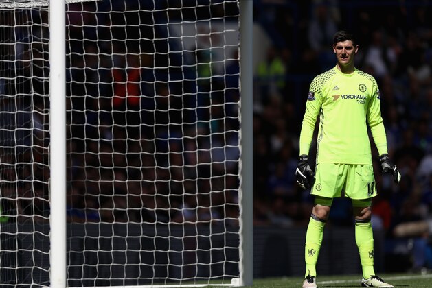 LONDON, ENGLAND - MAY 15:  Thibaut Courtois of Chelsea looks on during the Barclays Premier League match between Chelsea and Leicester City at Stamford Bridge on May 15, 2016 in London, England.  (Photo by Paul Gilham/Getty Images)