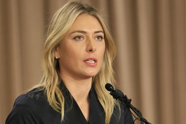 FILE - In this March 7, 2016, file photo, Maria Sharapova speaks about her failed drug test during a news conference in Los Angeles.   International Tennis Federation president David Haggerty Wednesday April 20, 2016 said a disciplinary hearing is scheduled in Maria Sharapova's doping case, with a ruling possible before Wimbledon. Haggerty told reporters the independent Tennis Integrity Unit typically takes