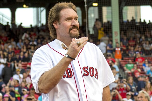 BOSTON, MA - MAY 25: Former Boston Red Sox player Wade Boggs is introduced during a 1986 20-year team reunion before a game between the Boston Red Sox and the Colorado Rockies on May 25, 2016 at Fenway Park in Boston, Massachusetts. (Photo by Billie Weiss/Boston Red Sox/Getty Images)