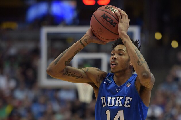 ANAHEIM, CA - MARCH 24: Brandon Ingram #14 of the Duke Blue Devils in action against the Oregon Ducks during the West Regional Semifinal of the 2016 NCAA Men's Basketball Tournament at Honda Center on March 24, 2016 in Anaheim, California. (Photo by Lance King/Getty Images)