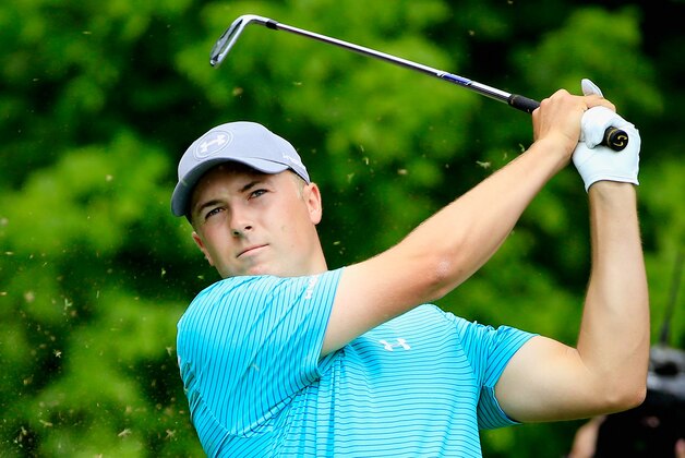 FORT WORTH, TX - MAY 26: Jordan Spieth plays his shot from the eighth tee during the First Round of the DEAN & DELUCA Invitational at Colonial Country Club on May 26, 2016 in Fort Worth, Texas.  (Photo by Ron Jenkins/Getty Images)