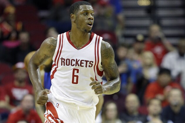 Houston Rockets' Terrence Jones (6) runs up the court in the first half of an NBA basketball game against the Detroit Pistons Wednesday, Jan. 20, 2016, in Houston. AP Photo/Pat Sullivan)