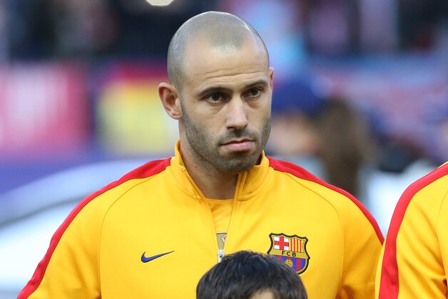 MADRID, SPAIN - APRIL 13: Javier Mascherano of Barcelona looks on before the UEFA Champions League quarter final second leg match between Atletico Madrid and FC Barcelona at Vicente Calderon stadium on April 13, 2016 in Madrid, Spain. (Photo by Jean Catuffe/Getty Images)