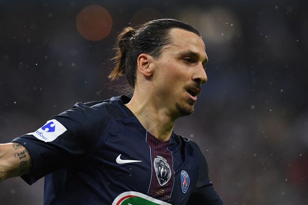 Paris Saint-Germain's Swedish forward Zlatan Ibrahimovic celebrates after scoring a goal during the French Cup final football match beween Marseille (OM) and Paris Saint-Germain (PSG) on May 21, 2016 at the Stade de France in Saint-Denis, north of Paris. AFP PHOTO / FRANCK FIFE / AFP / FRANCK FIFE        (Photo credit should read FRANCK FIFE/AFP/Getty Images)