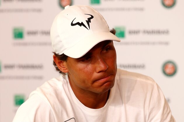 PARIS, FRANCE - MAY 27:  Rafael Nadal of Spain announces during a press conference that he is withdrawing from the tournament due to a wrist injury on day six of the 2016 French Open at Roland Garros on May 27, 2016 in Paris, France.  (Photo by Clive Brunskill/Getty Images)