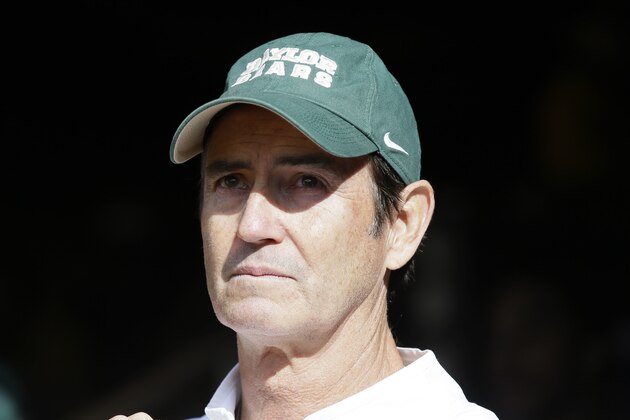 Baylor head coach Art Briles stands in the tunnel before an NCAA college football game against Texas Saturday, Dec. 5, 2015, in Waco, Texas. (AP Photo/LM Otero)