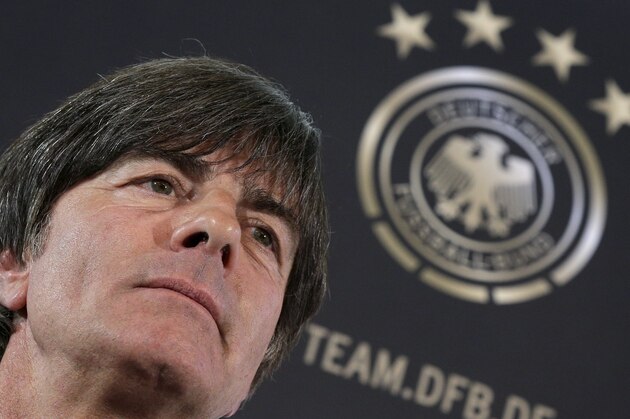 Joachim Loew, coach of the German national soccer team, speaks during a press conference in Berlin, Germany, Tuesday, May 17, 2016 as part of the announcement of the current German squad for the  Euro 2016 in France. (AP Photo/Michael Sohn)