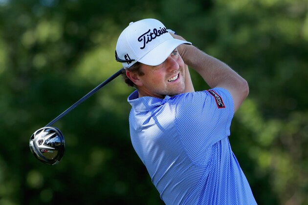 FORT WORTH, TX - MAY 27:  Bryce Molder plays his shot from the third tee during the Second Round of the DEAN & DELUCA Invitational at Colonial Country Club on May 27, 2016 in Fort Worth, Texas.  (Photo by Tom Pennington/Getty Images)