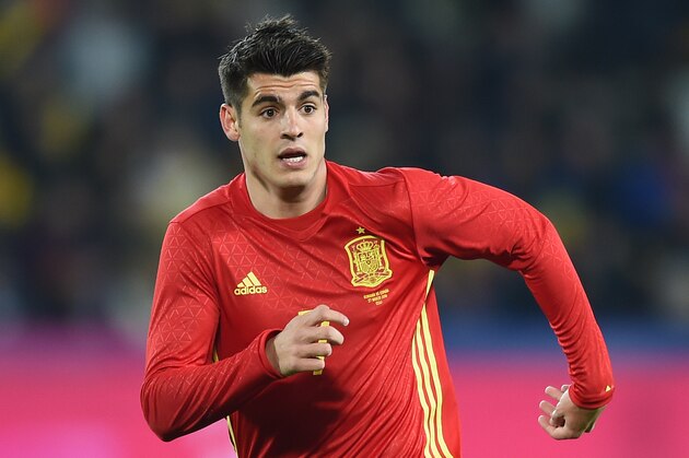Spain's forward Alvaro Morata runs during the friendly football match between Romania and Spain in Cluj Napoca, Romania on March 27, 2016. / AFP / DANIEL MIHAILESCU        (Photo credit should read DANIEL MIHAILESCU/AFP/Getty Images)