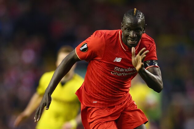 LIVERPOOL, ENGLAND - APRIL 14: Mamadou Sakho of Liverpool in action during the UEFA Europa League quarter final second leg match between Liverpool and Borussia Dortmund at Anfield on April 14, 2016 in Liverpool, United Kingdom.  (Photo by Clive Brunskill/Getty Images)