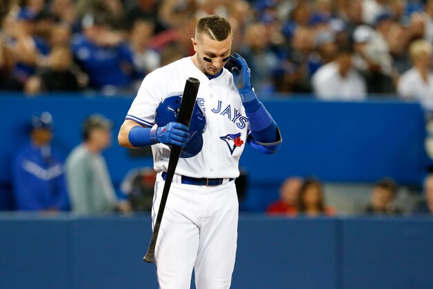 May 18, 2016; Toronto, Ontario, CAN; Toronto Blue Jays shortstop Troy Tulowitzki (2) reacts to striking out in the eighth inning during MLB game action against the Tampa Bay Rays at Rogers Centre. Mandatory Credit: Kevin Sousa-USA TODAY Sports