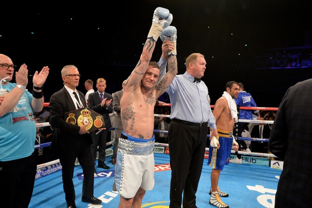 GLASGOW, SCOTLAND - MAY 28: Ricky Burns of Scotland celebrates after beating Michele Di Rocco to win the WBA world super-lightweight title fight at The SSE Hydro on May 28, 2016 in Glasgow, Scotland. (Photo by Mark Runnacles/Getty Images)