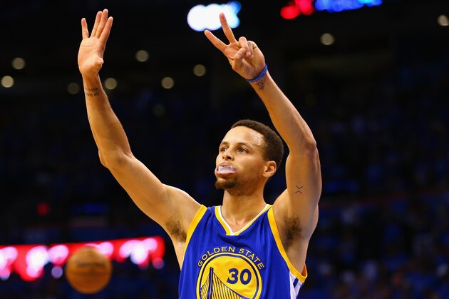 OKLAHOMA CITY, OK - MAY 28:  Stephen Curry #30 of the Golden State Warriors gestures during the fourth quarter against the Oklahoma City Thunder in game six of the Western Conference Finals during the 2016 NBA Playoffs at Chesapeake Energy Arena on May 28, 2016 in Oklahoma City, Oklahoma. NOTE TO USER: User expressly acknowledges and agrees that, by downloading and or using this photograph, User is consenting to the terms and conditions of the Getty Images License Agreement.  (Photo by Maddie Meyer/Getty Images)