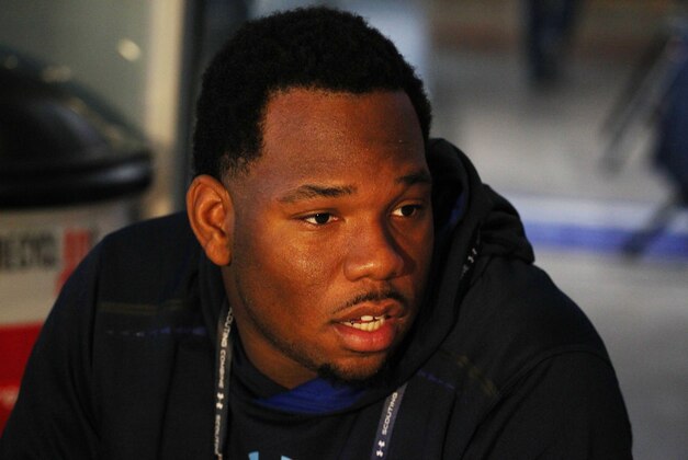 Feb 18, 2015; Indianapolis, IN, USA; Florida State offensive lineman Bobby Hart speaks to the media during the 2015 NFL Combine at Lucas Oil Stadium. Mandatory Credit: Brian Spurlock-USA TODAY Sports