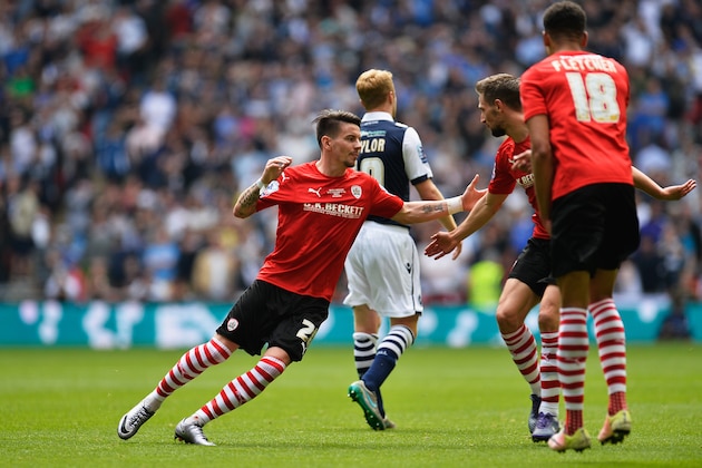 LONDON, ENGLAND - MAY 29:  Adam Hammill of Barnsley FC celebrates scoring the 2nd goal  during the Sky Bet League One Play Off Final between Barnsley and Millwall at Wembley Stadium on May 29, 2016 in London, England.  (Photo by Justin Setterfield/Getty Images)