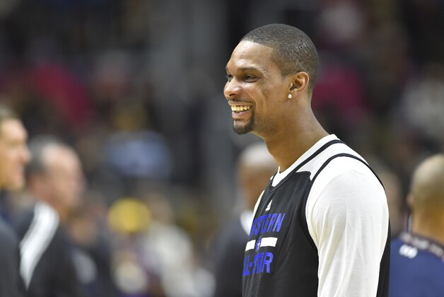 Feb 13, 2016; Toronto, Ontario, Canada; Eastern Conference forward Chris Bosh of the Miami Heat (1) looks on during practice for the NBA All Star game at Ricoh Coliseum. Mandatory Credit: Bob Donnan-USA TODAY Sports Feb 13, 2016; Toronto, Ontario, Canada; Eastern Conference forward Chris Bosh of the Miami Heat (1) looks on during practice for the NBA All Star game at Ricoh Coliseum. Mandatory Credit: Bob Donnan-USA TODAY Sports