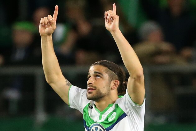 WOLFSBURG, GERMANY - APRIL 6: Ricardo Rodriguez of Wolfsburg celebrates his goal during the UEFA Champions League quarter final first leg match between VfL Wolfsburg and Real Madrid at Volkswagen Arena on April 6, 2016 in Wolfsburg, Germany. (Photo by Jean Catuffe/Getty Images)