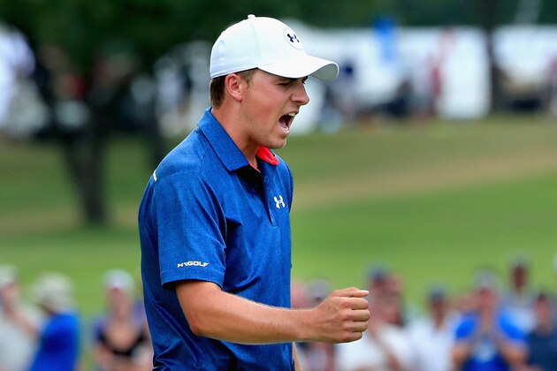 FORT WORTH, TX - MAY 29:  Jordan Spieth reacts to a putt on the 14th green during the Final Round of the DEAN & DELUCA Invitational at Colonial Country Club on May 29, 2016 in Fort Worth, Texas.  (Photo by Tom Pennington/Getty Images)