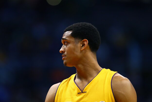 Mar 23, 2016; Phoenix, AZ, USA; Los Angeles Lakers guard Jordan Clarkson (6) against the Phoenix Suns at Talking Stick Resort Arena. The Suns defeated the Lakers 119-107. Mandatory Credit: Mark J. Rebilas-USA TODAY Sports