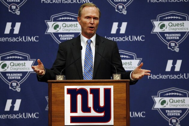 New York Giants owner John Mara speaks during a news conference talking about Tom Coughlin stepping down as head coach of the team, Tuesday, Jan. 5, 2016, in East Rutherford, N.J. (AP Photo/Julio Cortez)